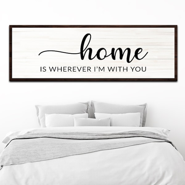 Home is Wherever I'm With You | Living Room Wall Art | Housewarming Gift Quotes Canvas | Family Quotes Sign | Home Wall Decor