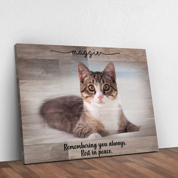 Cat Memorial Gift | Cat Remembrance Gift Wall Decor | Personalized Pet Memorial Art | In Loving Memory Pet Memorial Gift Portrait Wall Art