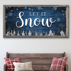 Let it Snow Christmas Sign Farmhouse Christmas Home Décor Snow Flakes Holiday Wall Art Vintage Winter Gift Wall Décor Rustic Christmas Sign