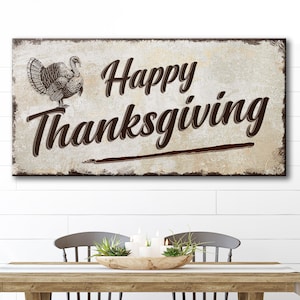 Happy Thanksgiving Wall Décor, Farmhouse Turkey  Wall Décor, Farmhouse Kitchen and Dining Wall Art, Thanksgiving Fall Canvas Décor
