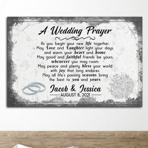 Wedding Gift For Couple | Marriage Prayer Sign Canvas | Unique Wedding Gift Bedroom Decor | Custom Couple Name Sign | Bedroom Wall Decor