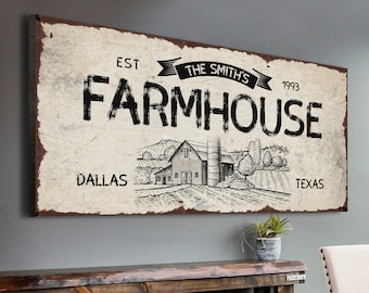 Personalized Farm Sign Modern Farmhouse Wall Decor Custom Family Name Sign Farmhouse Country Living Decor 24 Hour Proof Unlimited Revisions