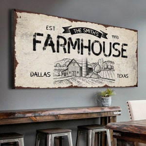 Personalized Farm Sign Modern Farmhouse Wall Decor Custom Family Name Sign Farmhouse Country Living Decor 24 Hour Proof Unlimited Revisions