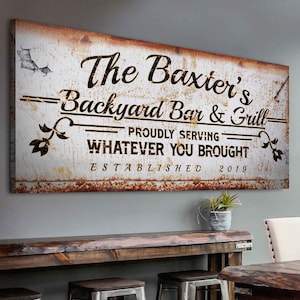Basement Bar Sign | Personalized Bar Sign for Home Bar | Bar and Lounge Sign Wall Decor | Rustic Bar Wall Art | Bar and Grill Sign