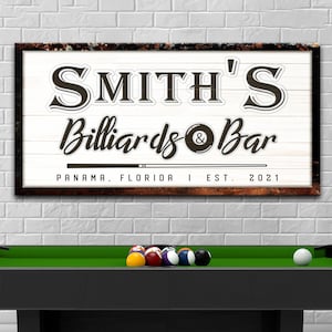 Billiards Sign | Pool Table Sign Bar Wall Art | Man Cave Bar Wall Decor | Pool Player Gift for Him | Man Cave Gifts Billard Room Decor