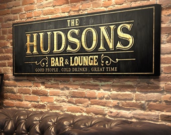 Man Cave Bar Sign | Bar And Lounge Sign | Custom Bar Sign | Home Bar Wall Decor | Basement Bar Sign For Home Bar | Home Bar Canvas Decor