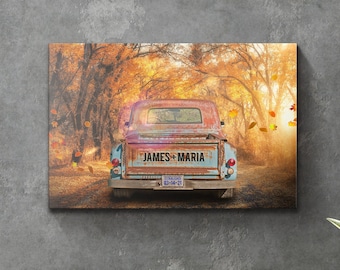 Couple Name Sign Wall Art | Vintage Truck Sign Family Wall Art | Family Sign Rustic Decor |  Customized Couples Gift Family Name Sign