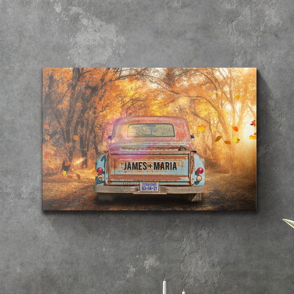 Couple Name Sign Wall Art | Vintage Truck Sign Family Wall Art | Family Sign Rustic Decor |  Customized Couples Gift Family Name Sign