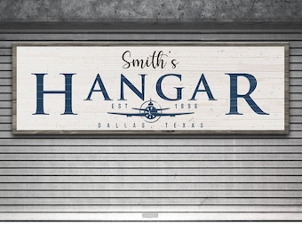 Personalized Hangar Name Sign | Pilot Name Sign | Aviation Wall Art Custom Canvas | Personalized Gift For Pilot | Airplane Wall Decor