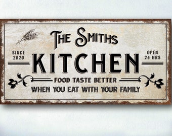 Farmhouse Kitchen Signs | Custom Kitchen Signs | Farmhouse Decor Kitchen Sign Personalized | Moms Kitchen Wall Decor | Family Kitchen Sign