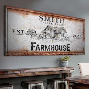 Farmhouse Sign | Farmhouse Wall Decor | Last Name Sign Custom Canvas ...