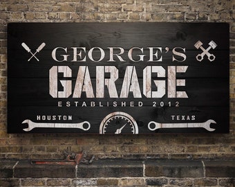 Garage Sign | Personalized Dad's Garage Decor | Vintage Garage Wall Decor | Mechanic Gift for Men | Custom Garage Name Sign | Workshop Sign