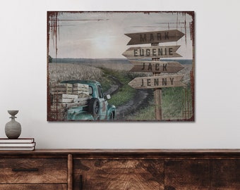 Letrero con nombre de familia de granja / Letrero con nombre personalizado Decoración de pared para el hogar / Letrero familiar personalizado Decoración de casa de granja / Letrero de calle Letrero con nombre