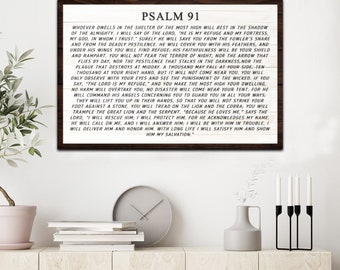 Psalm 91 Faith Sign | Christian Wall Art | Rustic Wall Art Christian Home Decor | Scripture Wall Art Religious Decor | Christian Wall Decor