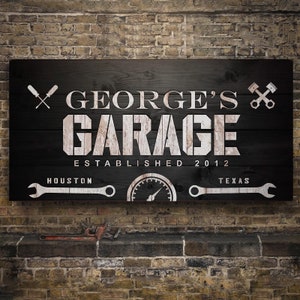 Garage Sign | Personalized Dad's Garage Decor | Vintage Garage Wall Decor | Mechanic Gift for Men | Custom Garage Name Sign | Workshop Sign