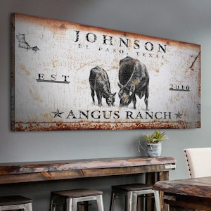 Angus Cattle Wall Art | Black Angus Cow Pictures | Portrait Art Ranch Wall Decor | Farm Wall Decor | Country Gifts Ranch Sign | Farm Sign