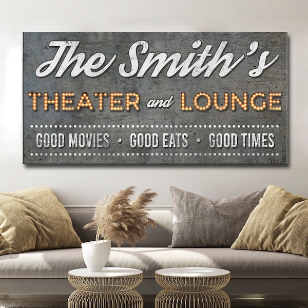 Theater Sign | Home Theater Sign | Movie Lovers Gift Wall Decor | Lounge Sign Theater Room Decor | Personalized Cinema Sign Movie Wall Art