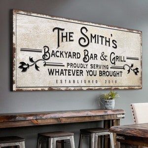 Bar Sign Backyard Bar & Grill - Personalized Huge Canvas , Grill sign, Father's Day Gift Canvas , Backyard Sign, Patio Sign