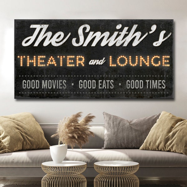 Home Theater Sign | Cinema Sign Movie Wall Art | Lounge Sign Family Movie Night | Movie Lovers Gift Wall Decor | Theater Room Sign Custom