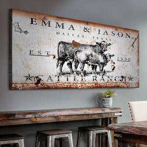 Cattle Ranch Sign | Cow Decor Farm Sign | Personalized Ranch Wall Decor | Cow Sign Farm Wall Decor | Homestead Sign | Cattle Ranch Sign