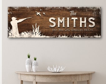 Duck Hunting Sign | Hunting Wall Art | Family Name Sign Custom Canvas | Duck Hunting Gifts For Men | Hunting Wall Decor | Established Sign