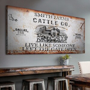 Farmhouse Decor | Cattle Ranch Wall Decor | Rancher Gifts Cow Wall Art | Custom Farm Sign | Cattle Company Sign Farm Wall Decor | Ranch Sign
