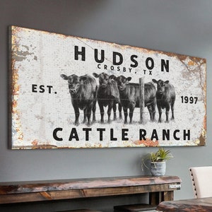 Cattle Company Ranch Farmhouse Cow Decor Sign Family Room Wall Art Canvas Housewarming Gift