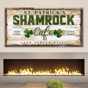 Irish Coffee Sign | Saint Patrick's Day Personalized Wall Decor | Shamrock Coffee Sign Bar Wall Art | Saint Patrick's Coffee Bar Canvas Art