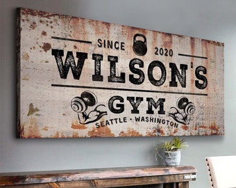 Gym Signs For Home Gym | Custom Name Sign | Workout Wall Decor | Home Gym Decor | Crossfit Gym Wall Art | Personalized Canvas Gift