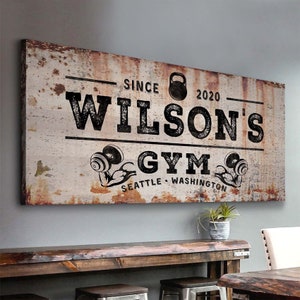 Gym Signs For Home Gym | Custom Name Sign | Workout Wall Decor | Home Gym Decor | Crossfit Gym Wall Art | Personalized Canvas Gift