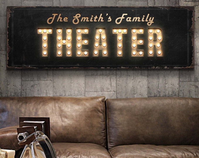 Family Movie Night Sign | Personalized Home Theater Wall Art | Custom Movie Theatre Wall Art | Theater Room Decor | Cinema Lovers Gift