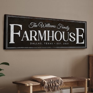 Farmhouse Wall Decor | Custom Farmhouse Sign | Personalized Name Canvas Wall Art | Vintage Farmhouse Sign |  Personalized Gift