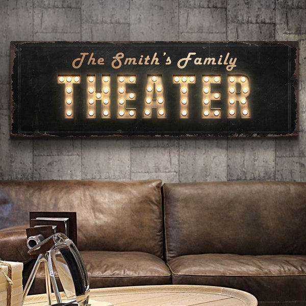 Family Movie Night Sign | Personalized Home Theater Wall Art | Custom Movie Theatre Wall Art | Theater Room Decor | Cinema Lovers Gift