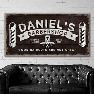 Barber Shop Sign | Good Haircuts Are Not Cheap Shop Wall Art | Business Signage Custom Canvas | Business Name Signs | Barber Shop Wall Art