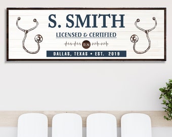 Personalized Name Sign | Licensed Sign Established | Custom Stethoscope Name Sign | Nurse Gift Sign | Nurse Appreciation Name Sign Decor