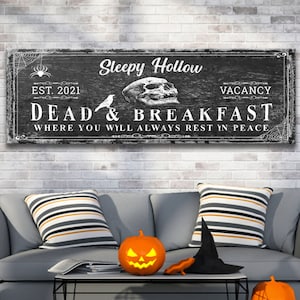 Halloween Sign Dead Breakfast, Sleepy Hollow Gothic Wall Art, Personalized Gothic Skull Decor, Spooky Halloween Wall Decor, Halloween Gift