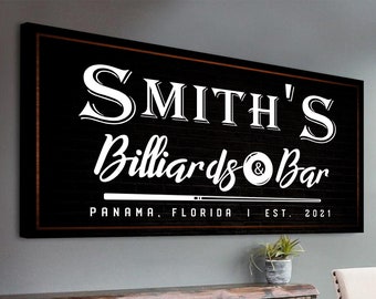Billiards Sign | Billiards Gifts Pool Table Sign | Bar Pool Room Decor | Pool Hall Sign Bar Wall Art | Personalized Bar Wall Decor