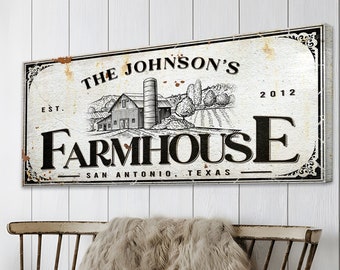 Farmhouse Sign | Farmhouse Decor | Home Decor Farmhouse | Personalized Name Canvas Wall Art | Family Last Name Farm Sign | Rustic Farm Decor
