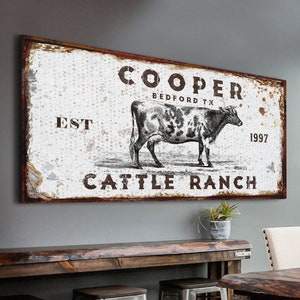 Cattle Sign | Cattle Ranch Signs Farm Wall Decor | Cow Decor Farm Sign | Rustic Decor Cow Wall Art | Ranch Wall Decor | Ranch Sign Custom