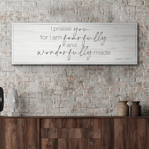 I Am Fearfully And Wonderfully Made Bible Sign | Faith Sign Scripture Wall Art | Bible Verse Sign | Christian Art Bible Wall Decor