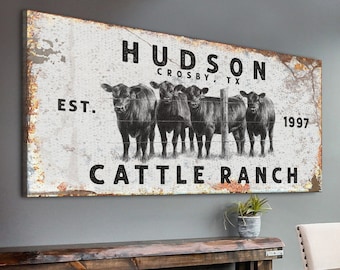 Cattle Company Brand Cow Print Farmhouse Rustic Home Decor Room Wall Art Custom Name Sign Wedding Anniversary Housewarming Rancher Gifts