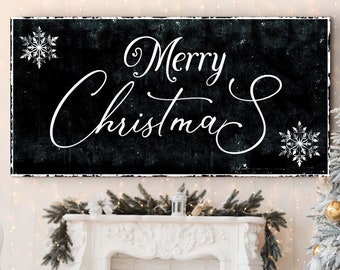 Merry Christmas Sign | Farmhouse Christmas Sign | Christmas Garland Wall Decor | Personalized Holiday Wall Art | Rustic Christmas Gift