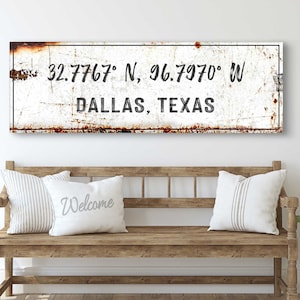 Latitude Longitude Sign | Farmhouse Wall Decor | Gps Coordinates Custom Canvas | Location Wall Art | Coordinates Print Housewarming Gift