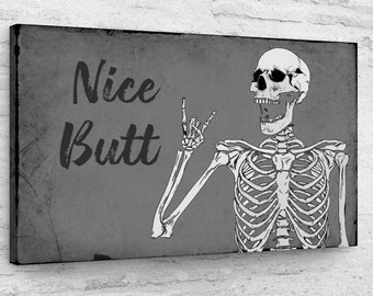 Gothic Bathroom Wall Decor | Funny Bathroom Decor | Skeleton Bathroom Sign | Bathroom Decor | Toilet Wall Sign | Restroom Decor