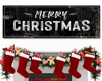 Christmas Wall Decor | Rustic Sign Christmas Art | Merry Christmas Sign Rustic Artwork | Christmas Prints Canvas Wall Art | Christmas Gift