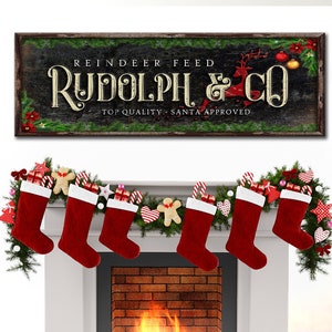 Reindeer Sign | Approved by Santa Christmas Reindeer Wall Decor | Santa Approved Christmas Canvas | Christmas Art Holiday Decor Style 1