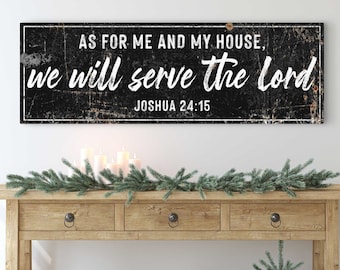 Wood Bible Verse Sign Christian Scripture Home Decor Joshua 24:15 As for Me and My House Rustic Carved Engraved Housewarming Gift