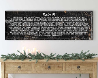 Psalm 91 Christian Wall Art | Scripture Wall Art Religious Decor | Christian Wall Decor Faith Sign | Rustic Wall Art Christian Home Decor