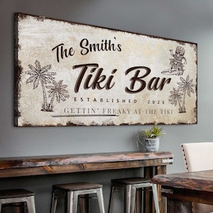Tiki Bar Sign | Rustic Home Bar Wall Decor | Established Tiki Bar Sign | Getting Freaky At The Tiki Bar Sign | Tiki Bar Sign Personalized
