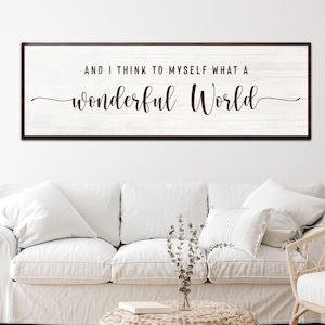 Inspirational Quotes Sign | What A Wonderful World Sign Living Room Decor | Inspirational Wall Décor Rustic Living Room Wall Decor